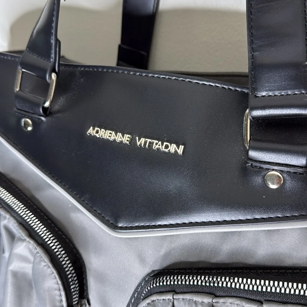 Adrienne Vittadini Gray and Black Laptop Work Tote Bag